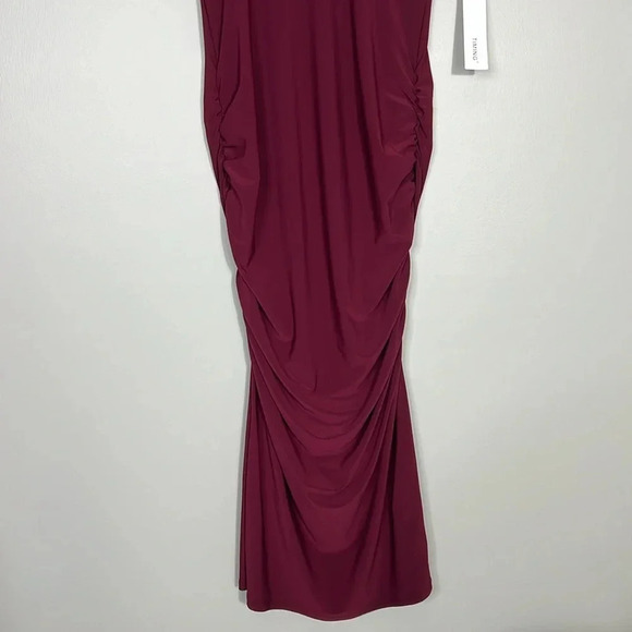 Timing Dark Boysenberry Bodycon Midi Dress - Size Medium - NWT - Deep V Neck - Picture 5 of 11